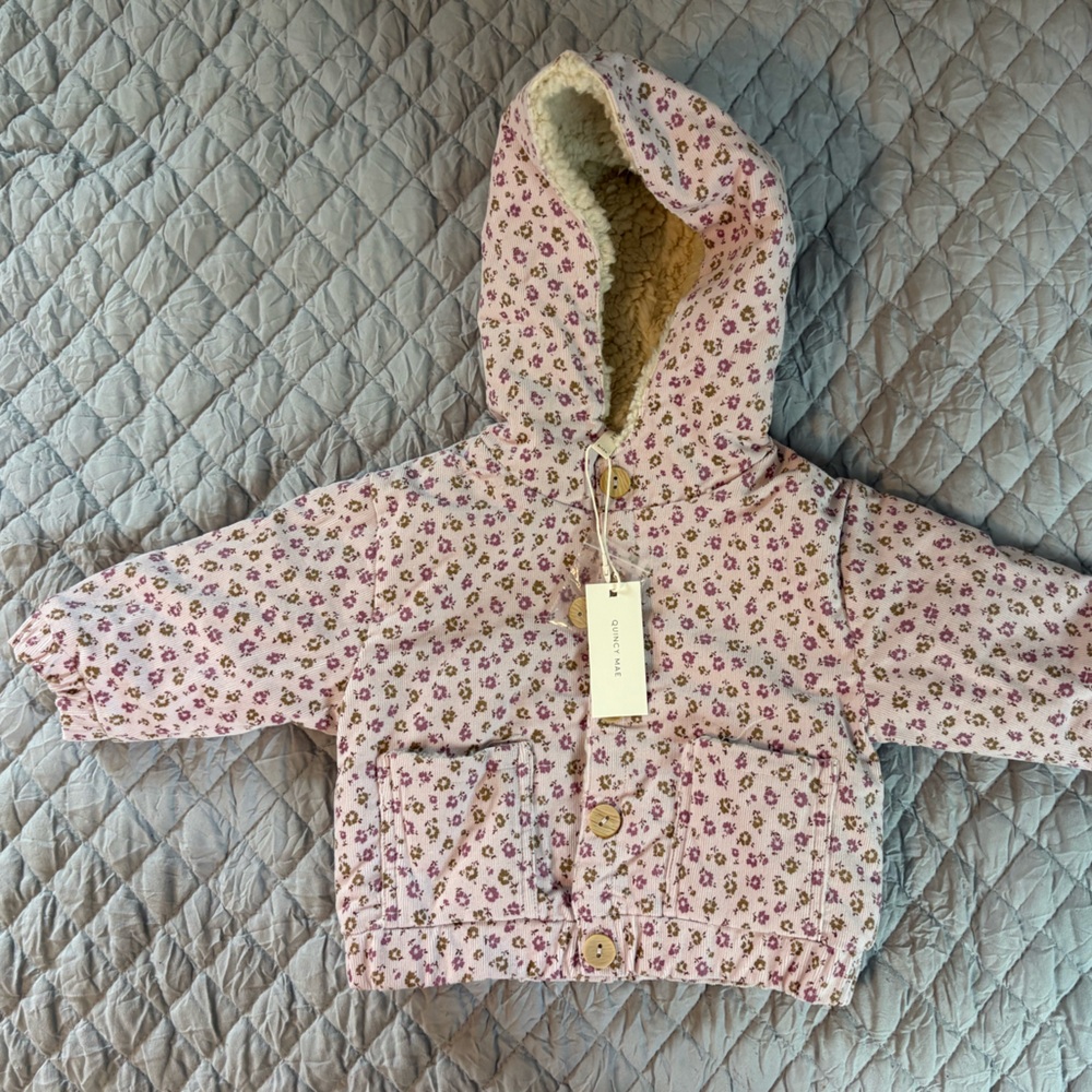 Quincy Mae Pink Floral Hooded Jacket